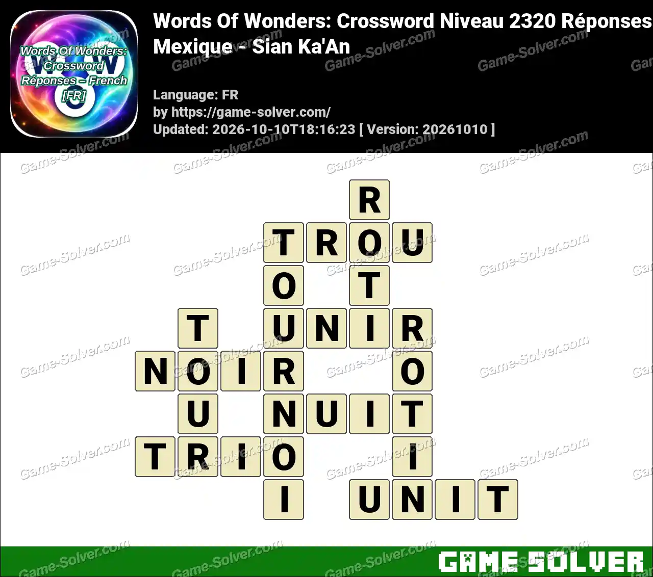 Words Of Wonders: Crossword Niveau 2320 Réponses – Mexique – Sian Ka’An